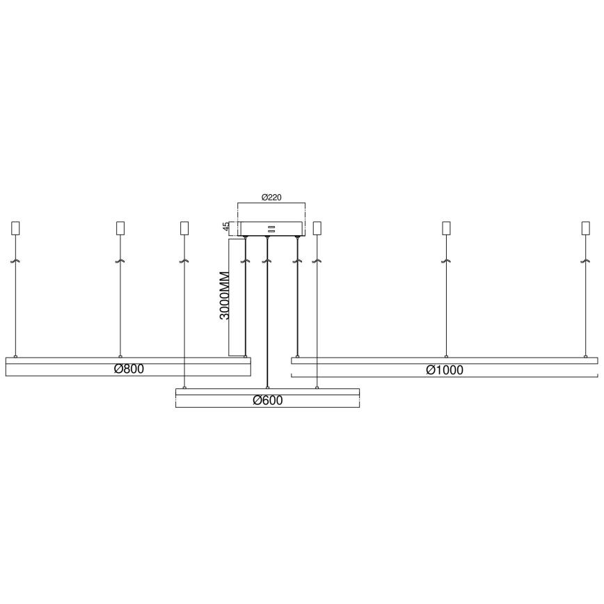 Ondaluce - диммируемая LED-подвесная люстра на тросе SOEL LED/28W/230V + LED/38W + LED/47W, диаметром 100/80/60 см, золотая