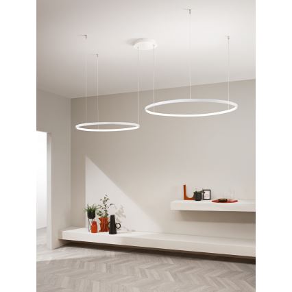 Ondaluce - диммируемая светодиодная подвесная люстра на тросе SOEL LED/28W/230V + LED/38W диам. 80/60 см белая