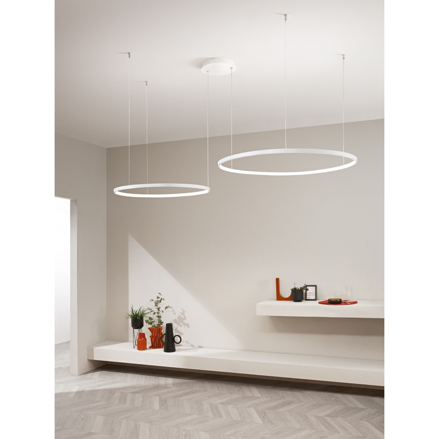 Ondaluce - диммируемая светодиодная подвесная люстра на тросе SOEL LED/28W/230V + LED/38W диам. 80/60 см белая