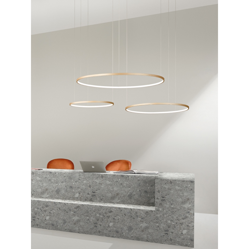 Ondaluce - диммируемая подвесная LED-люстра на тросе SOEL LED/28W/230V, диаметр 60 см, золотая
