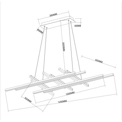Ondaluce - Диммируемая светодиодная люстра на тросе MOVIDA LED/114W/230V чёрная