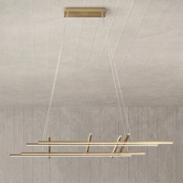 Ondaluce - диммируемая светодиодная люстра на тросе MOVIDA LED/114W/230V золотая