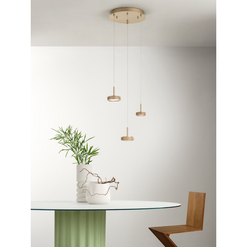 Ondaluce - диммируемая светодиодная люстра на тросе NINA LED/24W/230V диам. 35 см золотая