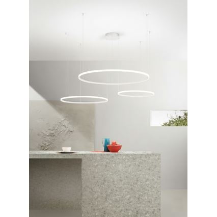 Ondaluce - диммируемая LED-люстра на тросах SOEL LED/28W/230V + LED/38W + LED/47W 3000/4000K Ø 100/80/60 см, белая