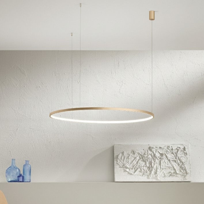 Ondaluce - диммируемая светодиодная подвесная люстра на тросе SOEL LED/38W/230V, Ø 80 см, золотая