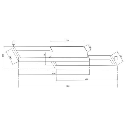 Ondaluce - диммируемый потолочный светильник LED DOWEL LED/60W/230V 75x75 cm серебристый