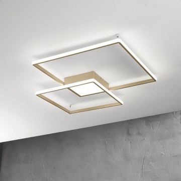 Ondaluce - Димований LED стельовий світильник DOWEL LED/46W/230V 55x55 cm золотий