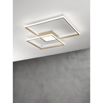 Ondaluce - Димований LED стельовий світильник DOWEL LED/46W/230V 55x55 cm золотий