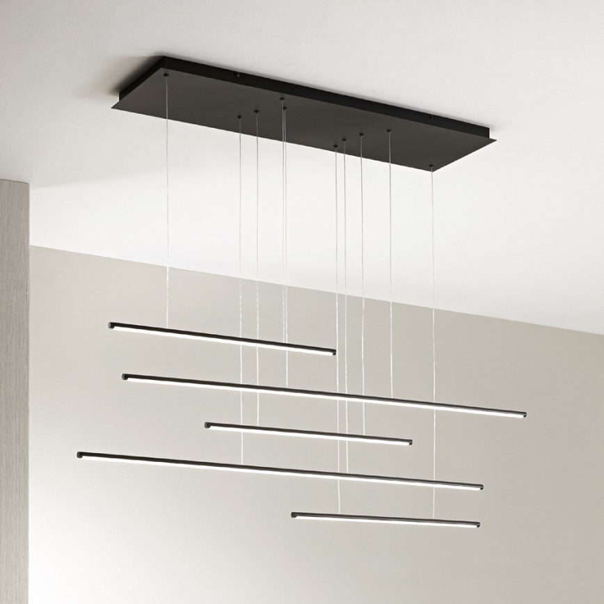 Ondaluce - LED диммируемая подвесная люстра на тросе GENIUS LED/72W/230V чёрная