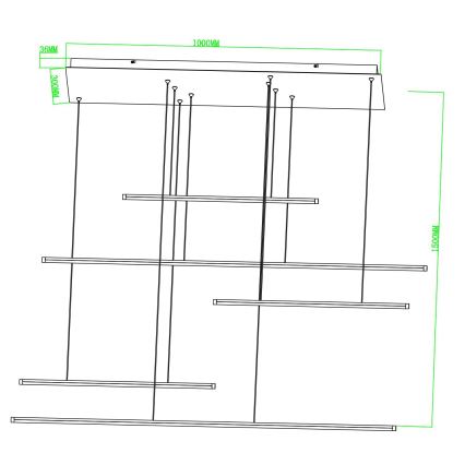 Ondaluce - LED диммируемая подвесная люстра на тросе GENIUS LED/72W/230V чёрная