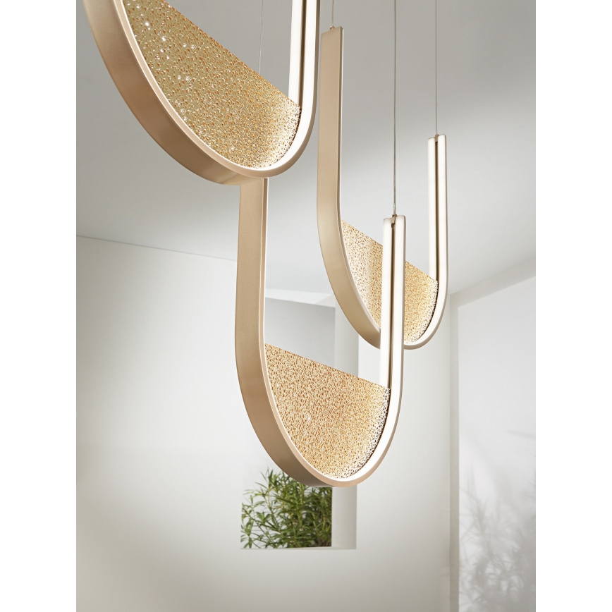 Ondaluce - LED диммируемая подвесная люстра на тросе LOTUS LED/70W/230V золотая