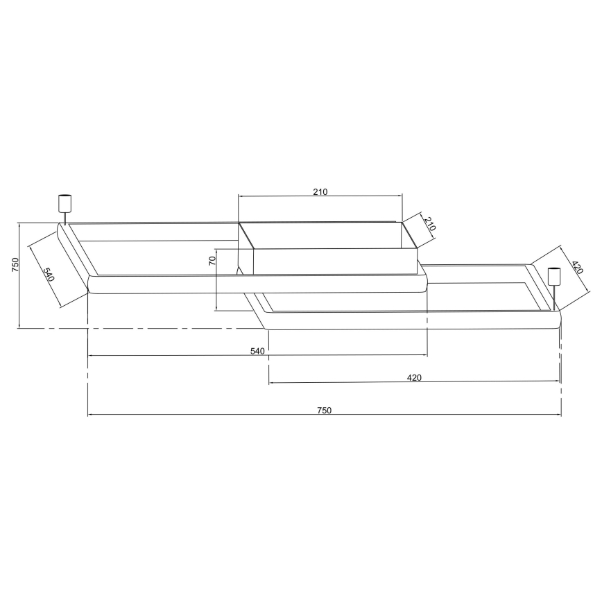 Ondaluce - LED димований стельовий світильник DOWEL LED/60W/230V 75x75 cm сріблястий