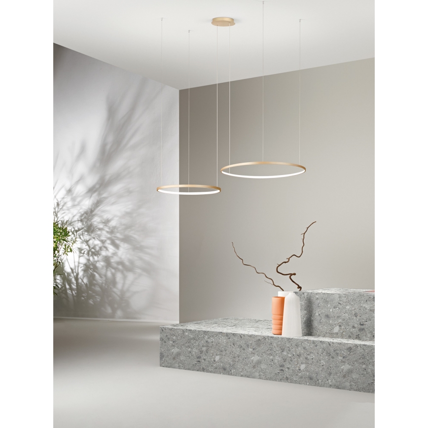 Ondaluce - LED люстра з регульованою яскравістю на тросі SOEL LED/28Вт/230В + LED/38Вт діам. 80/60 см золота