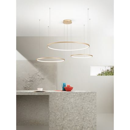 Ondaluce - підвісна LED-люстра SOEL з регулюванням яскравості LED/28W/230V + LED/38W + LED/47W, діаметр 100/80/60 cm, золота