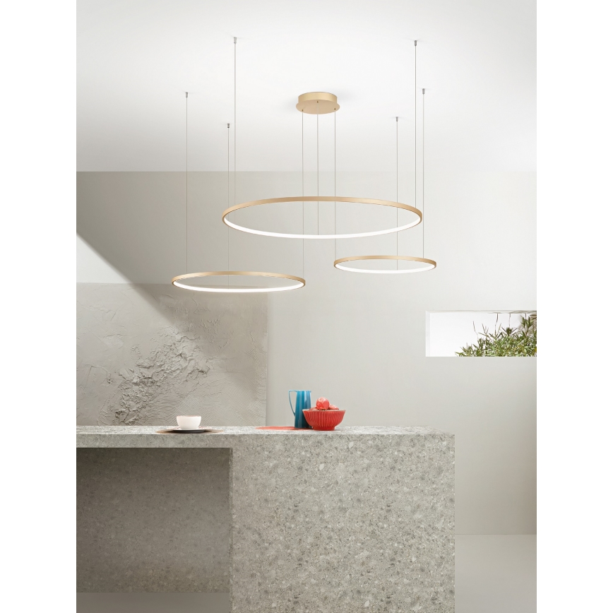 Ondaluce - підвісна LED-люстра SOEL з регулюванням яскравості LED/28W/230V + LED/38W + LED/47W, діаметр 100/80/60 cm, золота