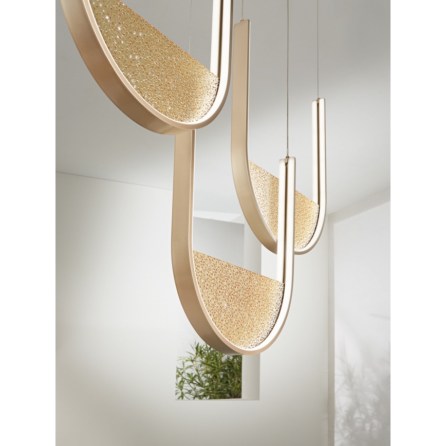Ondaluce - LED підвісна люстра з регулюванням яскравості на тросі LOTUS LED/70W/230V золота