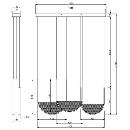 Ondaluce - LED підвісна люстра з регулюванням яскравості на тросі LOTUS LED/70W/230V золота