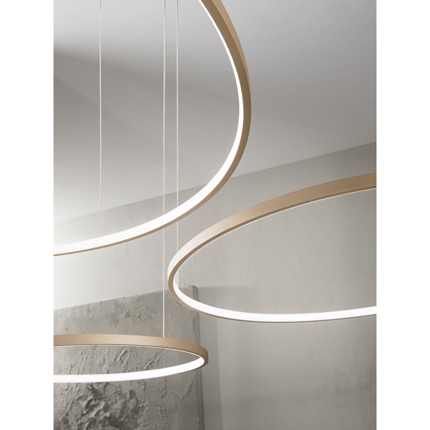 Ondaluce - LED регульована люстра на тросі SOEL LED/28W/230V, діам. 60 см, золота