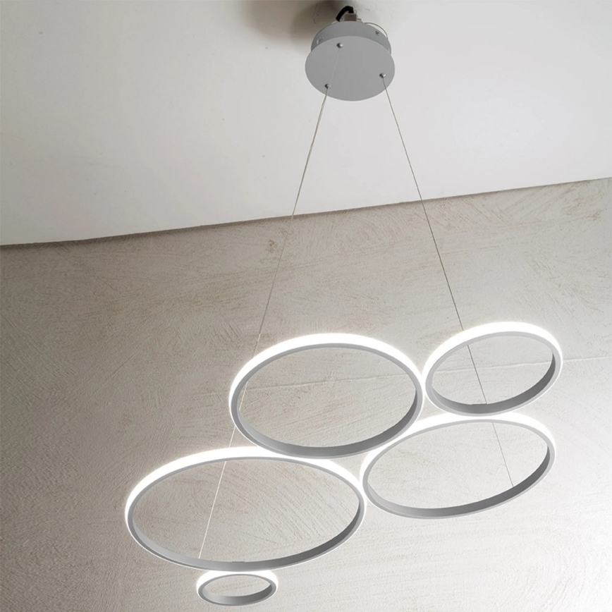 Ondaluce - LED затемнювана підвісна люстра на тросі POIS LED/60W/230V срібляста