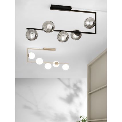 Ondaluce - Люстра на штанге MONILE 5xE14/10W/230V чёрный/дымчато-чёрный
