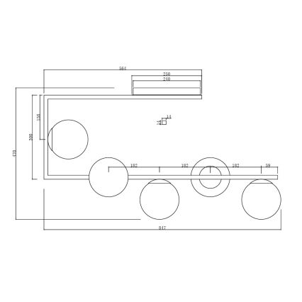 Ondaluce - Люстра на штанзі MONILE 5xE14/10W/230V чорний/димчасто-чорний