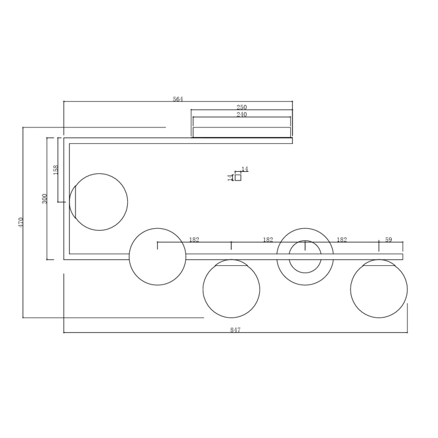 Ondaluce - Люстра на штанзі MONILE 5xE14/10W/230V чорний/димчасто-чорний