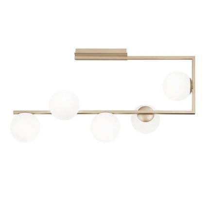 Ondaluce - Люстра на штанзі MONILE 5xE14/10W/230V золота/біла