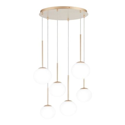 Ondaluce - Люстра на тросе JEWEL 6xE14/10W/230V Ø 55 см, золотой/белый