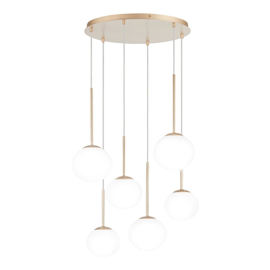 Ondaluce - Люстра на тросе JEWEL 6xE14/10W/230V Ø 55 см, золотой/белый