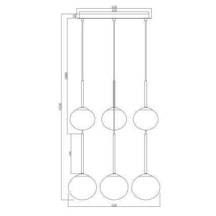 Ondaluce - Люстра на тросе JEWEL 6xE14/10W/230V Ø 55 см, золотой/белый