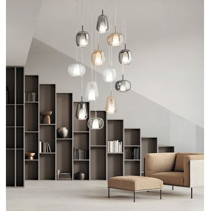 Ondaluce - Люстра на тросе THELMA 3xE27/15W/230V дымчато-серый