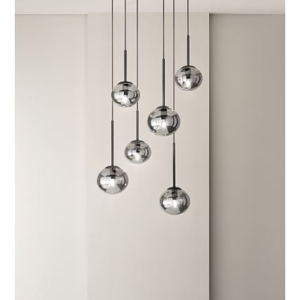 Ondaluce - Люстра на тросі JEWEL 1xE14/10W/230V Ø 17 см, чорний/димчасто-чорний