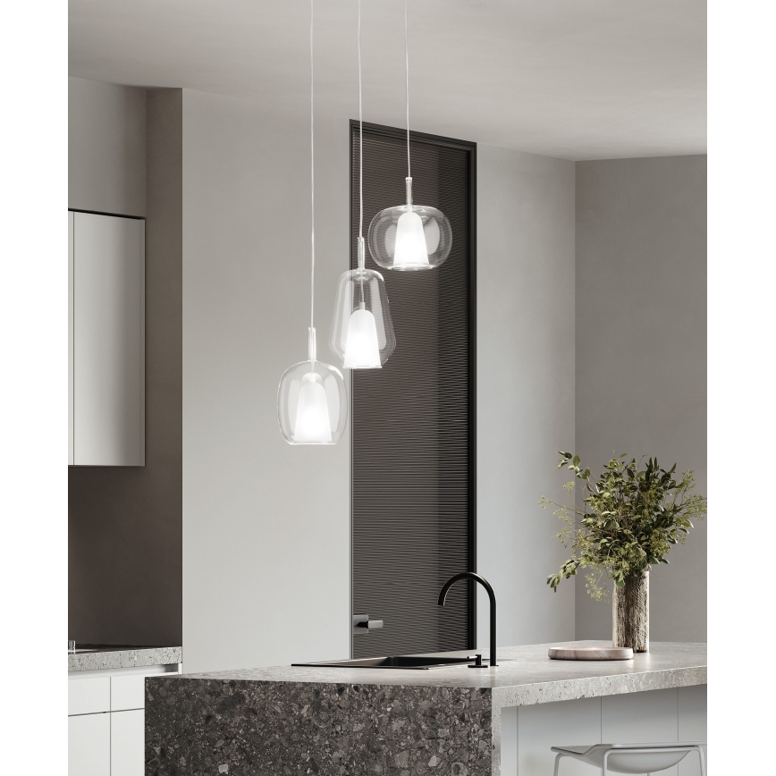 Ondaluce - Люстра на тросі THELMA 1xE27/15W/230V діам. 25 см золота/прозора