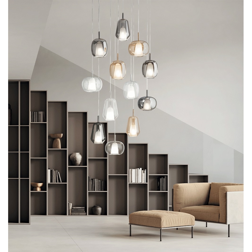 Ondaluce - Люстра на тросі THELMA 3xE27/15W/230V діаметр 19,5 см золота/прозора