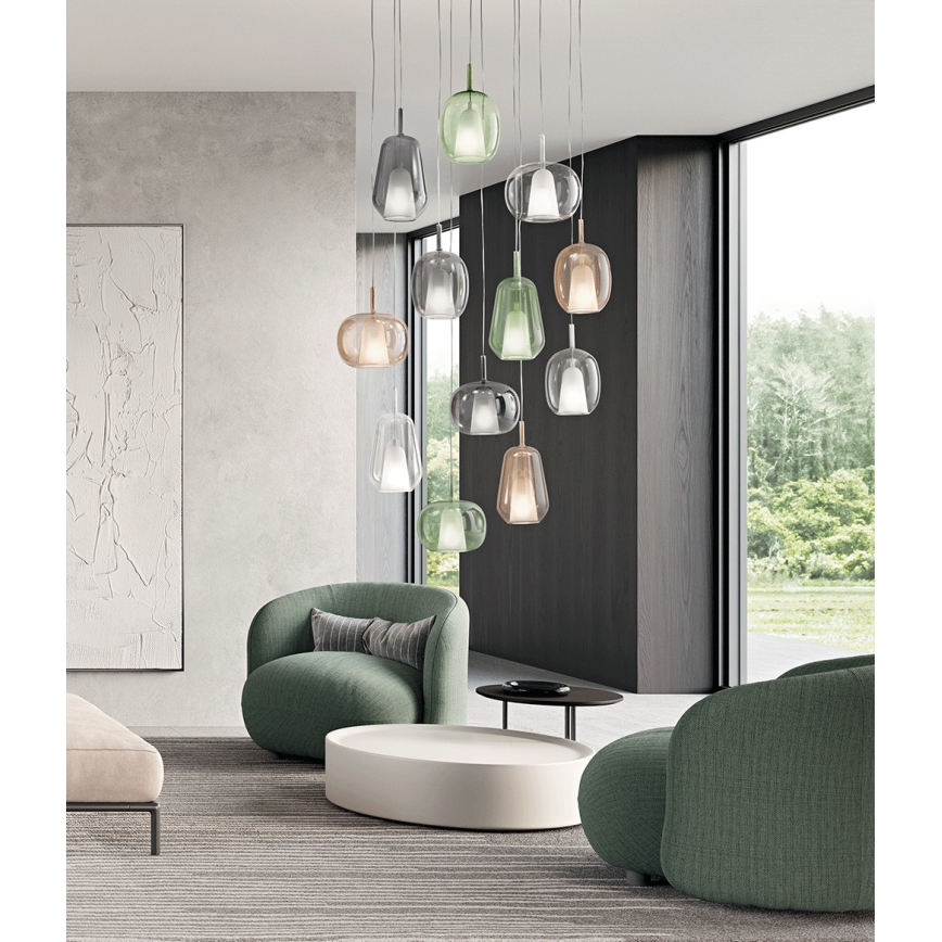 Ondaluce - Люстра на тросі THELMA 3xE27/15W/230V діаметр 19,5 см золота/прозора