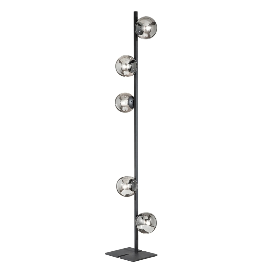 Ondaluce - Підлогова лампа MONILE 5xE14/10W/230V 170 см чорна/димчасто-чорна