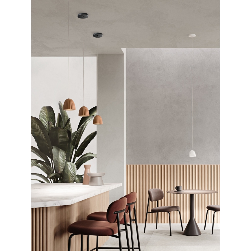 Ondaluce - Підвісна лампа на кабелі CONCRETE 1xGU10/7,5 Вт/230 В, діам. 10,5 см, бетон/білий