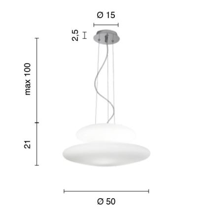 Ondaluce - Підвісна люстра на тросі PAGODA, 3xE27/15W/230V + 2xE27/15W, діаметр 50 см, біла
