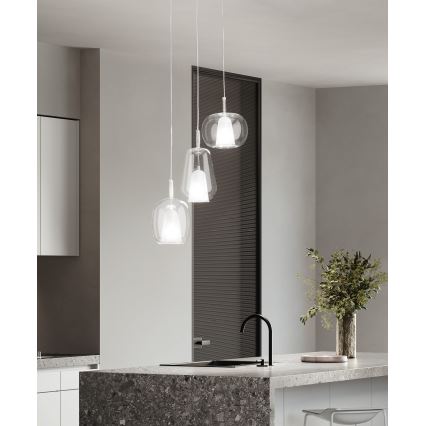 Ondaluce - Підвісна люстра на тросі THELMA 2xE27/15W/230V, діаметр 25 см, золота/прозора