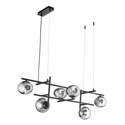 Ondaluce - Подвесная люстра JEWEL на тросе 6xE14/10W/230V чёрный/дымчатый