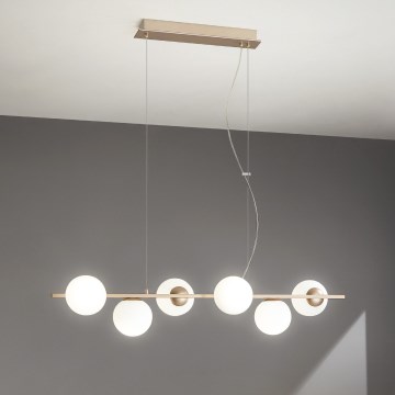 Ondaluce - Подвесная люстра на тросе MONILE 6xE14/10W/230V золотая/белая