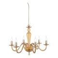 Ondaluce - Подвесная люстра на тросе PAGANINI 6xE14/10W/230V Ø 70 см золотая/дымчато-бежевая