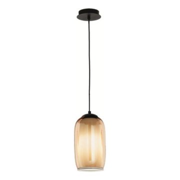 Ondaluce - Подвесной светильник BONNIE на тросе 1xE27/15W/230V Ø 15 см черный/дымчато-бежевый