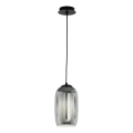 Ondaluce - Подвесной светильник на шнуре BONNIE 1xE27/15W/230V Ø 15,5 см черный/дымчатый