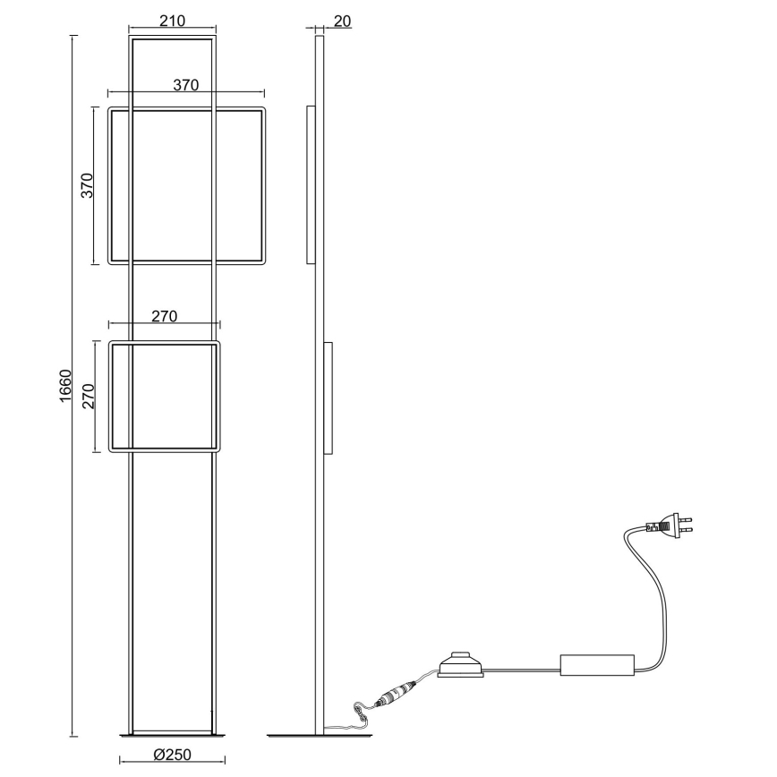 Ondaluce - Регульована світлодіодна підлогова лампа DOWEL LED/77W/230V 166 cm золота