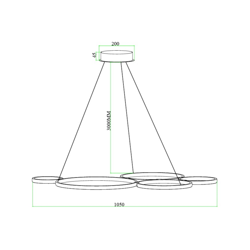 Ondaluce - світлодіодна люстра з регулюванням яскравості на тросі POIS LED/60W/230V золота