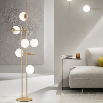 Ondaluce - Торшер JEWEL 6xE14/10W/230V золотой/белый