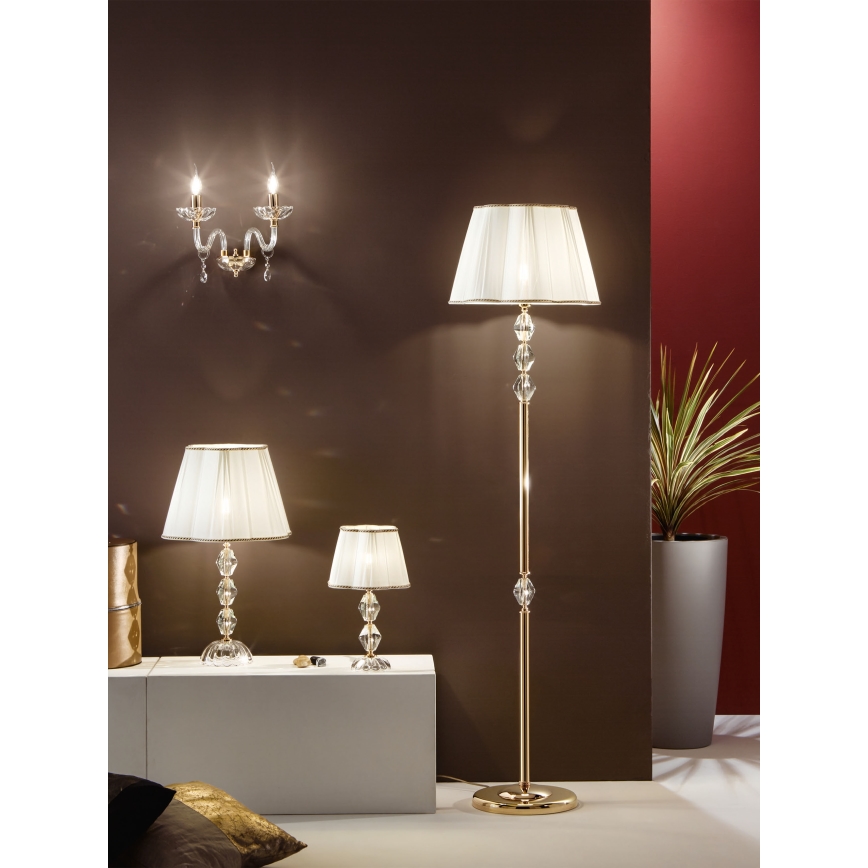 Ondaluce - Кришталева настільна лампа BRIGIDA 1xE27/15W/230V кремова/прозора