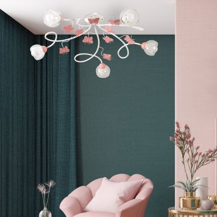 ONLI - Детская припотолочная люстра BUTTERFLY 5xE14/6W/230V