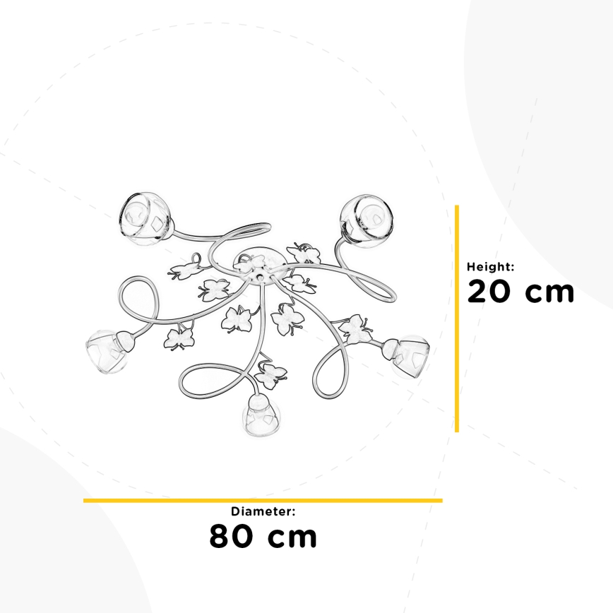 ONLI - Детская припотолочная люстра BUTTERFLY 5xE14/6W/230V